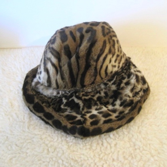 Vintage 1960's Genuine Leopard Print Fur Hat - Picture 2 of 7